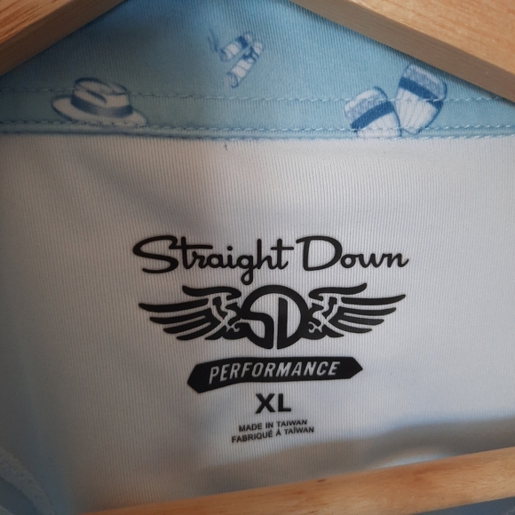 Straight Down Performance Light Blue Mariachi Print Golf Polo Shirt Size XL - Picture 8 of 13